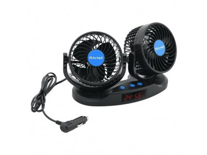 Ventilátor MITCHELL DUO 2x130mm 12V na palubní desku s teploměrem, www.vseprokaravan.cz