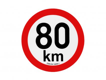 Rychlostní samolepka 80 km, průměr 200 mm, REFLEXNÍ, www.vseprokaravan.cz