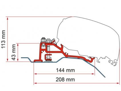 Adaptér Fiat Ducato H2 Skyroof pro Fiamma F80 www.vseprokaravan.cz