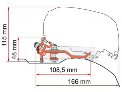 Sada adaptérů Fiat Ducato, Citroen Jumper, Peugeot Boxer (vysoká střecha L4) pro Fiamma F80 S www.vseprokaravan.cz