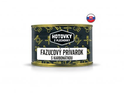 Fazolový prívarok s karbanátkem v plechovce, www.vseprokaravan.cz