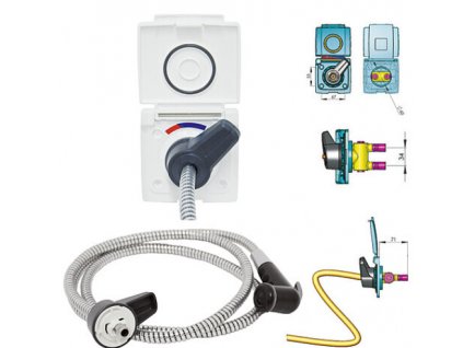 Venkovní sprchová přípojka včetně vodní zásuvky, 2m hadice www.vseprokaravan.cz