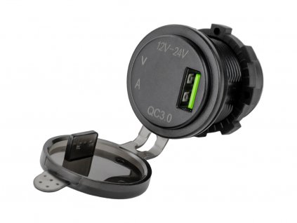 Napájecí zdířka USB 5V/2,1A s V-metrem a A-metrem, www.vseprokaravan.cz