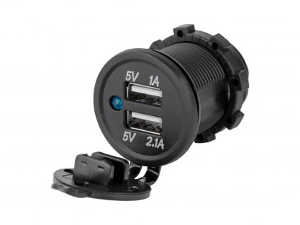 Napájecí zdířka 2xUSB DS2013, 2,1A+1A, www.vseprokaravan.cz