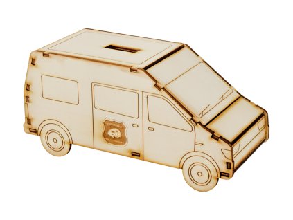 Stavebnice OBYTNÁ DODÁVKA - dřevěná pokladnička, www.vseprokaravan.cz