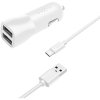Autonabíječka FIXED + USB-C kabel (15 W) - bílá