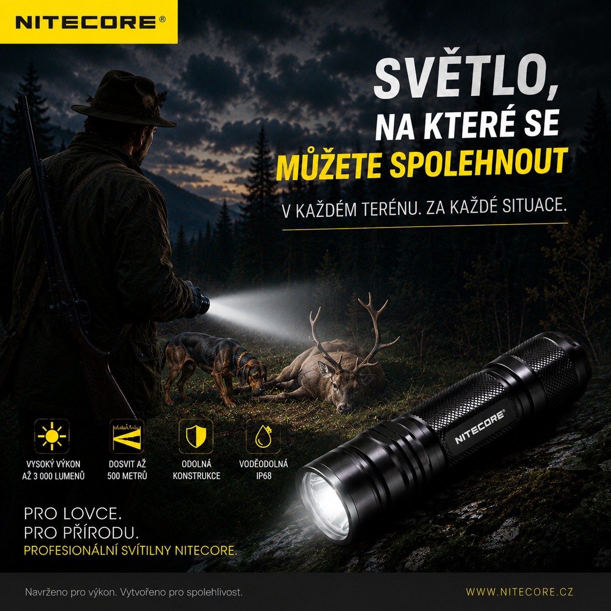 Svítilny Nitecore pro lov, dosled, outdoor i taktické použití