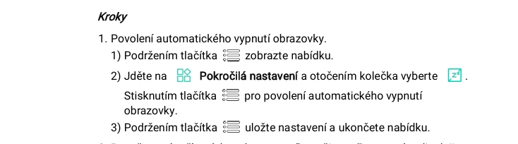 Obrázek 2-10 Nabídka zařízení (kulatý styl obrazovky)