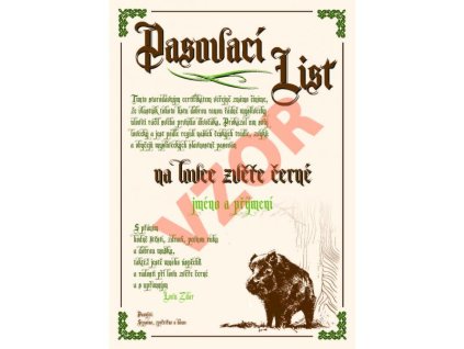 Pasovací list krém - zvěř černá A4