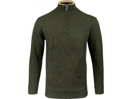 Svetr ASHCOMBE se zipem jehněčí vlna DARK OLIVE (velikost oblečení S)