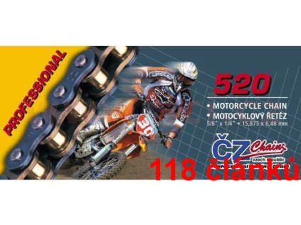 ČZ řetěz 520M barva černá, 118 článků včetně rozpojovací spojky CLIP