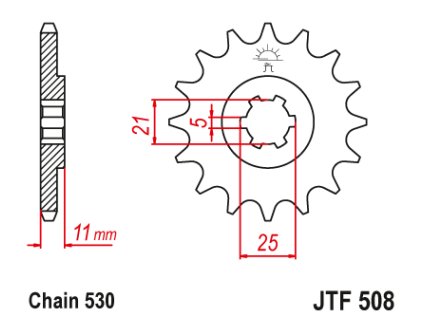 100124 jt jtf508 15 predni kolecko pastorek 15 zubu 530