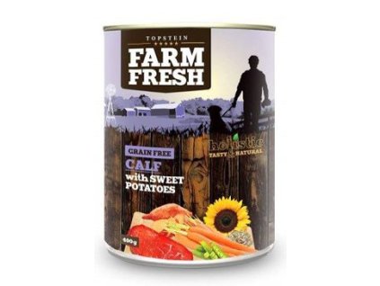 499806 farm fresh dog calf with sweet potatoes konzerva 400g
