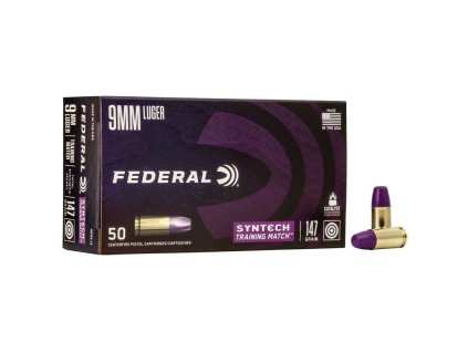 222244 naboj kulovy federal syntech training match 9mm luger 147gr 9 5g syntech jfn