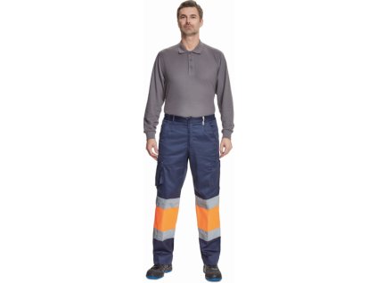 Pánské pracovní kalhoty BILBAO HI-VIS navy-oranžové 48 (Velikost 46)