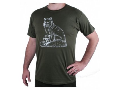 Zelené myslivecké tričko AFARS lišky (Barva zelená, Velikost S, Motiv lišky)