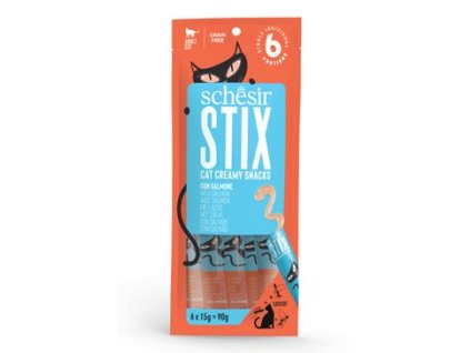 644553 schesir cat pochoutka stix liquid snack losos 6x15g