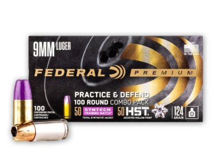 722263 naboj kulovy federal practice defend 9mm luger 124gr 8 0g 50 syntech tsj a 50 hst jhp
