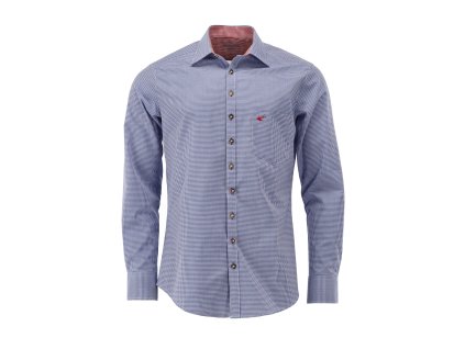 Trachten SLIM košile pánská jemné modré kárko (košile 45/46)