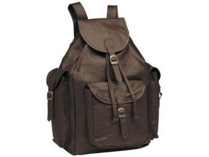 5A Sportovní ruksak - vepřová kůže tmavě hnědá (Varianta kožená přezka a dřevěný kolík)