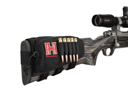604071 navlek na pazbu licnice hornady s elastickym drzakem na 5 naboju a kapsou na zip cerny lh