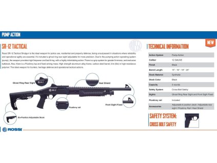 703549 brokovnice opak rossi model sr 12 tactical raze 12x76mm hl 14 356mm cerna