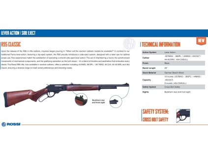 703510 puska opak rossi model r95 classic raze 44 mag hl 20 508mm 10 ran cerna