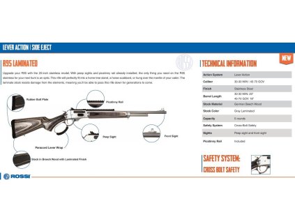 703528 puska opak rossi model r95 laminated raze 45 70 govt hl 18 457mm nerez