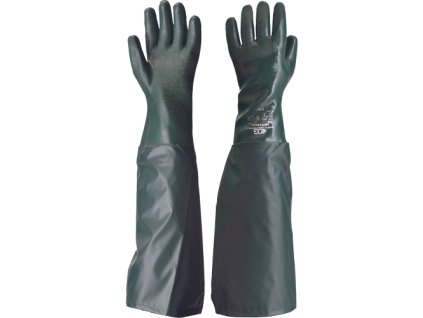 TACHOV Rukavice UNIVERSAL zdrsněné, máčené v PVC s nitrilem , v délce 65 cm (Varianta FJP-6553920710)