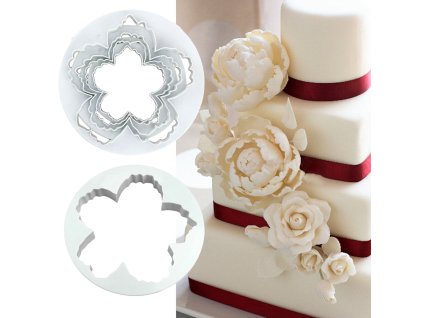 4Pcs Peony Flower Petal Shape Cutter Fondant Cake Sugar Paste Icing Cutting Tool 1