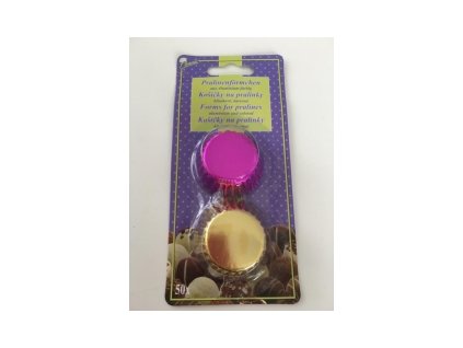 HLINÍKOVÉ KOŠÍČKY NA PRALINKY ZLATÉ / FIALOVÉ