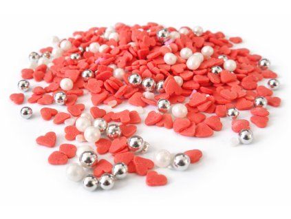Barevné srdíčkové posypy a perličky
