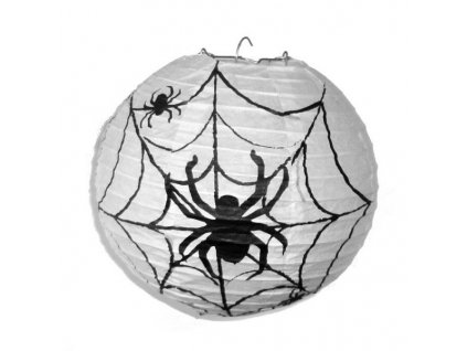 0017225 papirovy lampion halloween pavouk s pavucinou 20 cm