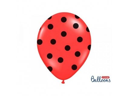 0001837 latexovy balonek cerveny s cernymi puntiky 36 cm