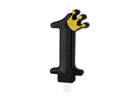 0023309 dortova svicka cislo 1 cerna s korunkou 88 cm