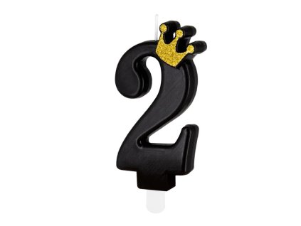 0023308 dortova svicka cislo 2 cerna s korunkou 88 cm