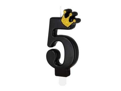 0023305 dortova svicka cislo 5 cerna s korunkou 88 cm