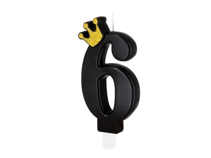 0023304 dortova svicka cislo 6 cerna s korunkou 88 cm