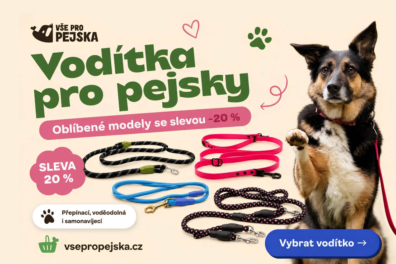 Vodítka pro psy - vsepropejska.cz