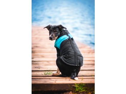 Slim-rainy obleček pro psa na zip XXXDRD (Barva Černo-červená, Délka zad psa 20, Obvod hrudníku 32 - 36 cm)