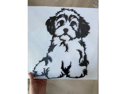 Bišonek dřevěná dekorace na zeď - vsepropejska.cz