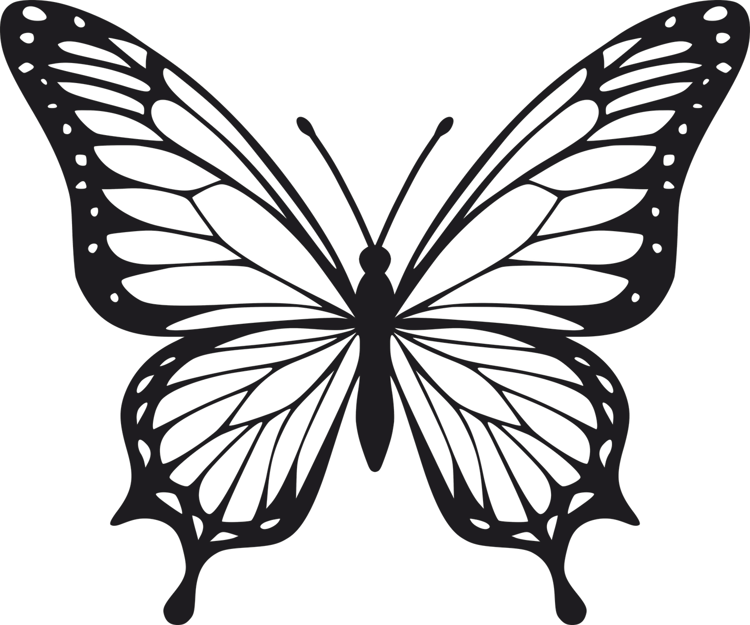 Vsepropejska Motýl dekorace na zeď 4 Rozměr (cm): 38 x 31, Dekor: Černá