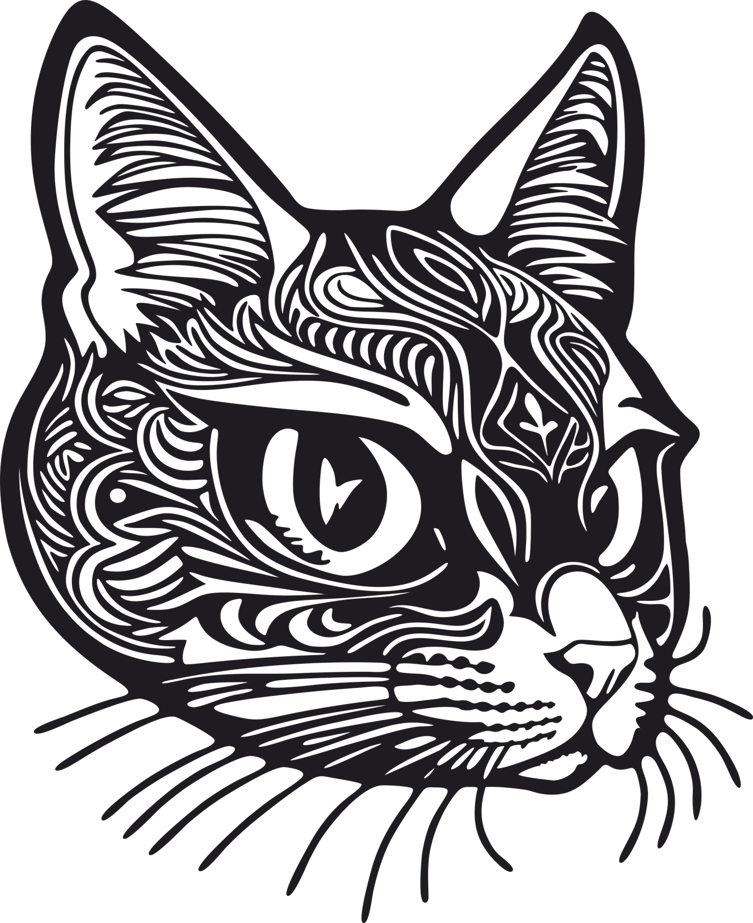 Levně Dřevěná mandala na zeď kočka 3 Rozměr (cm): 38 x 31, Dekor: Černá