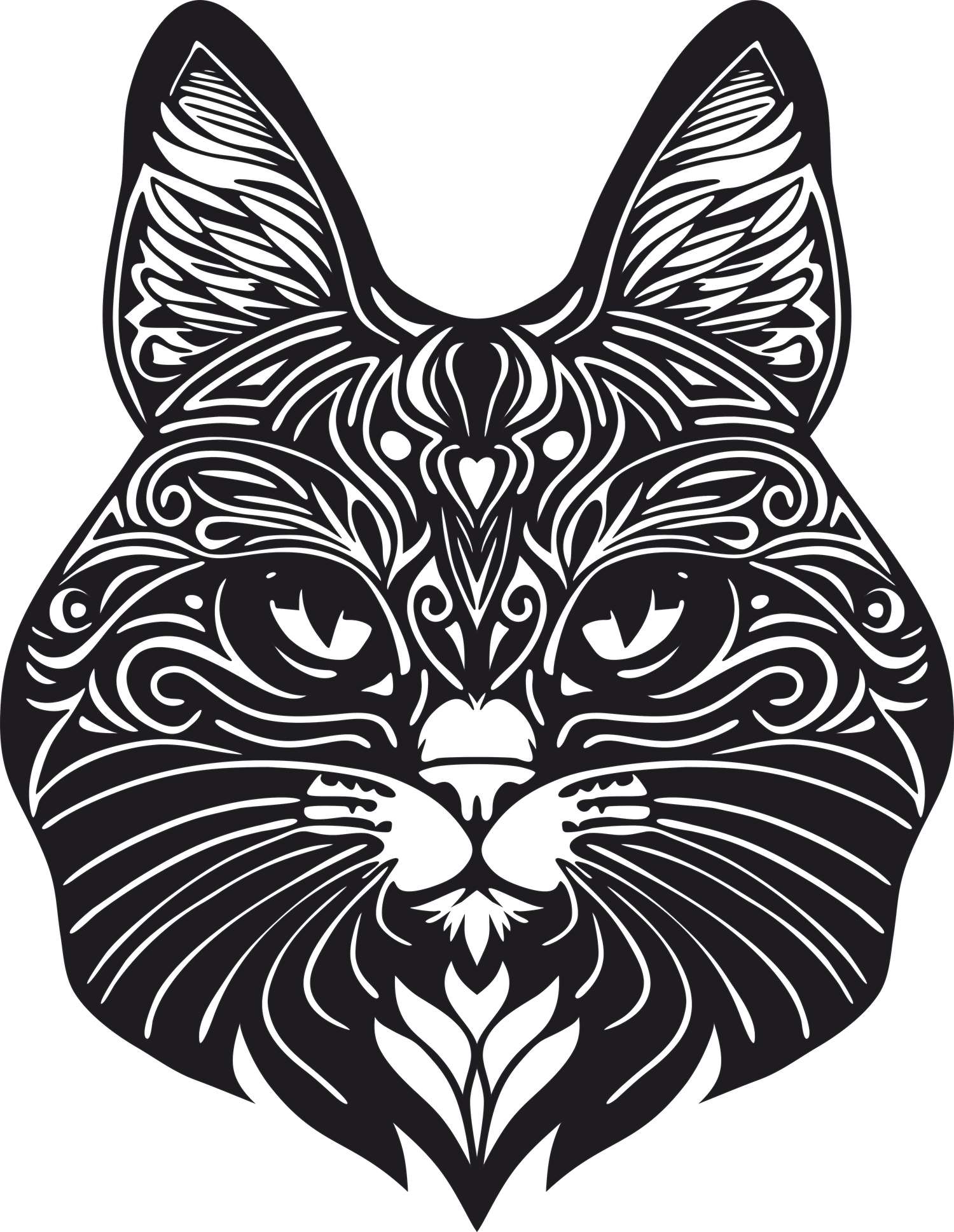 Levně Dřevěná mandala na zeď kočka 4 Rozměr (cm): 38 x 29, Dekor: Černá