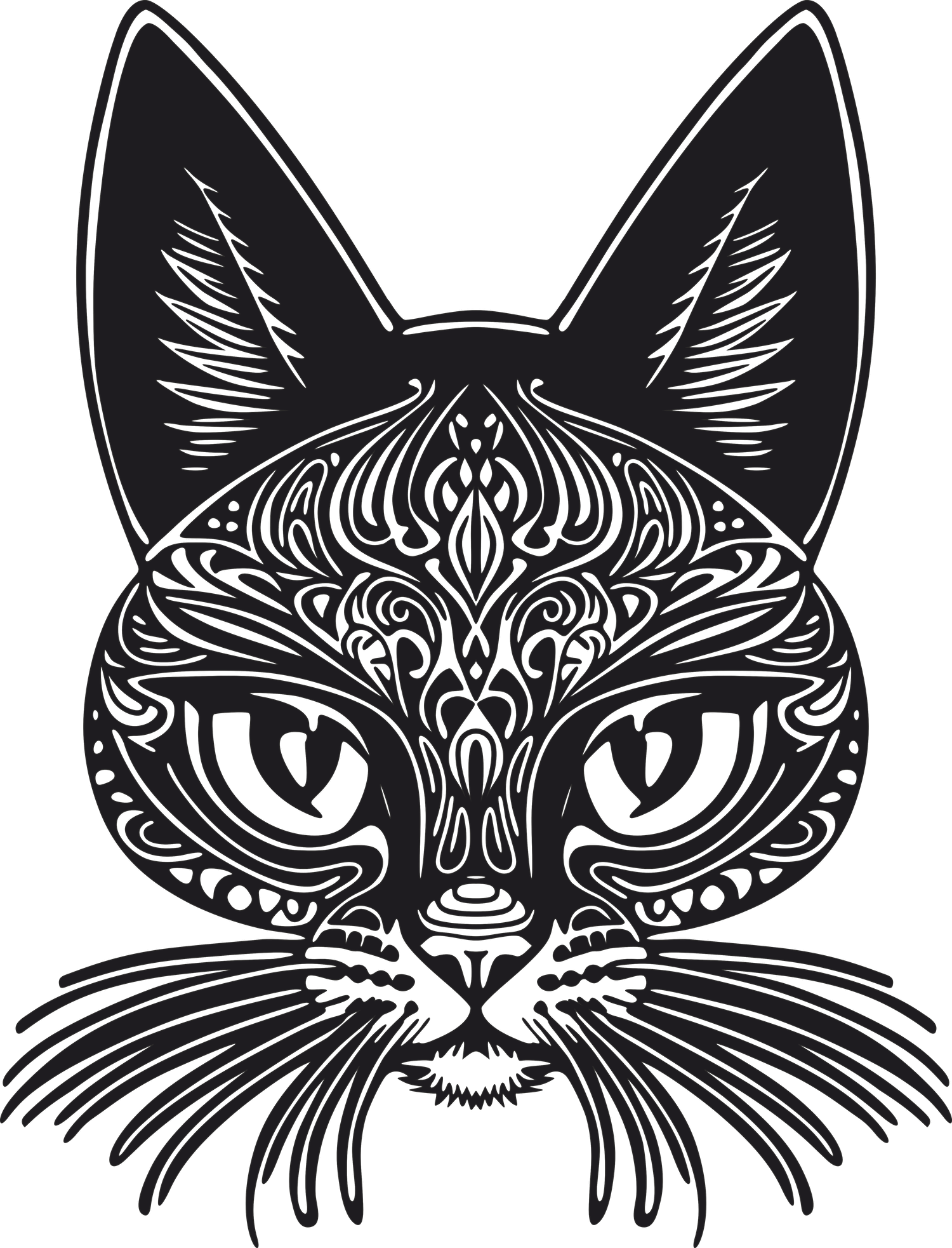 Levně Dřevěná mandala na zeď kočka 6 Rozměr (cm): 38 x 29, Dekor: Černá