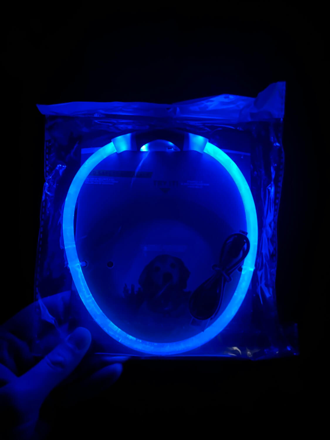 Levně Blesk LED nabíjecí obojek pro psa Barva: Modrá, Obvod krku: 35 cm