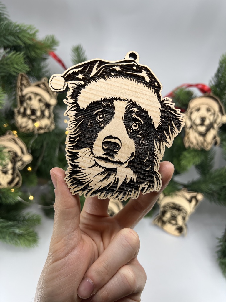 Vsepropejska Vánoční baňka psa se Santa čepicí Plemeno: Border kolie