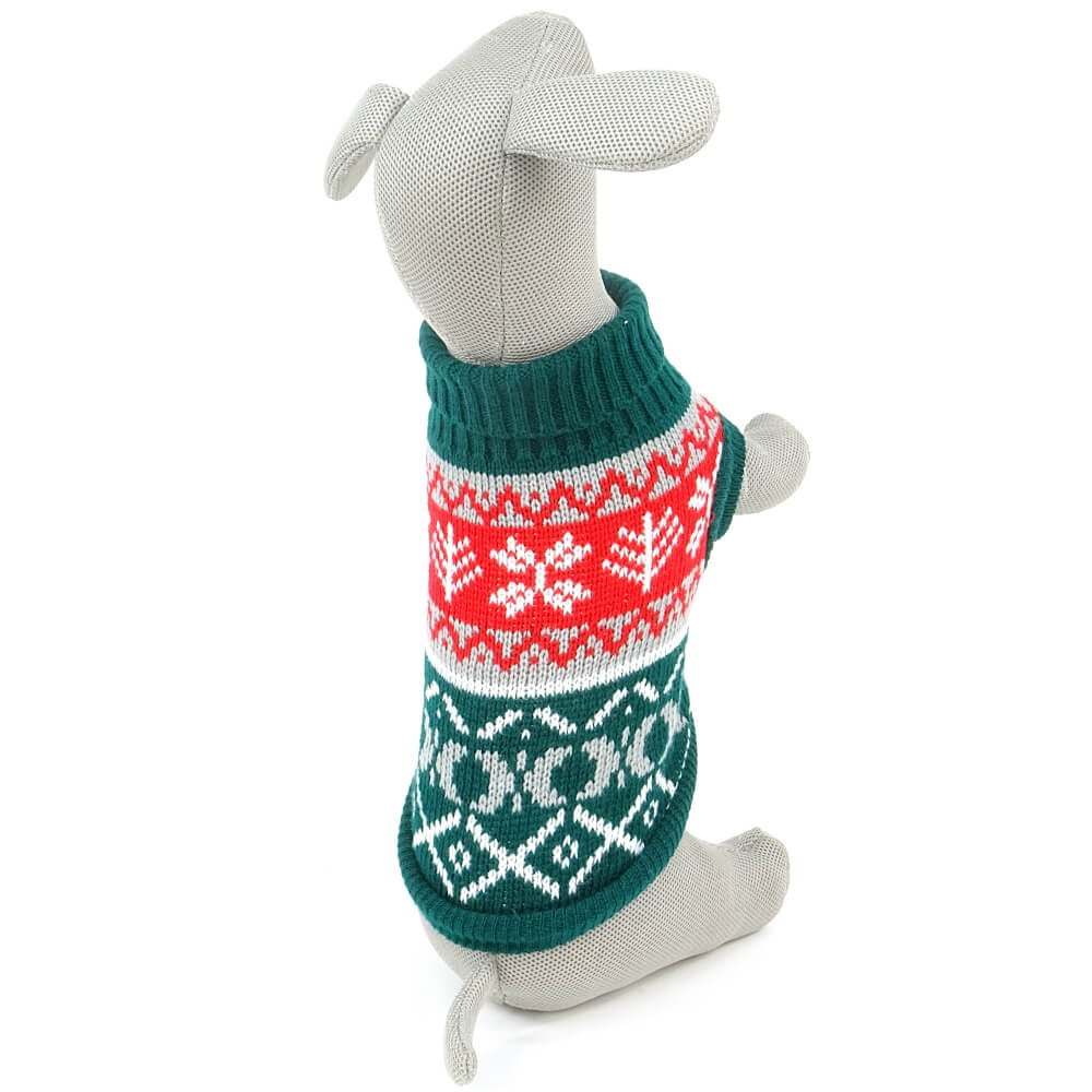 Levně Christmas svetr pro psa Barva: Tmavě zelená, Délka zad (cm): 18, Obvod hrudníku: 23 - 28 cm
