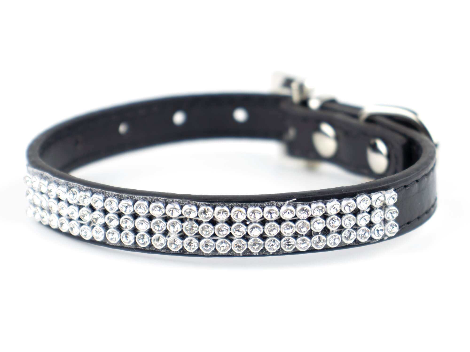 Vsepropejska Crystal obojek pro psa s kamínky | 21 - 47 cm Barva: Černá, Obvod krku: 21 - 27 cm