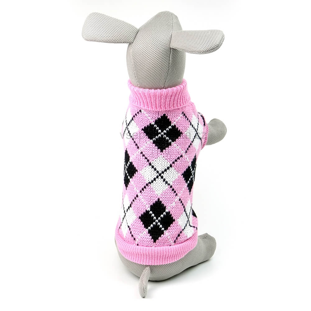 Vsepropejska Squere svetr pro psa Barva: Růžová, Délka zad (cm): 39, Obvod hrudníku: 40 - 49 cm